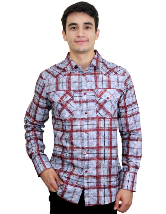 Camisa para Hombre Marca PAVINI LS022007-19 GREY-RED