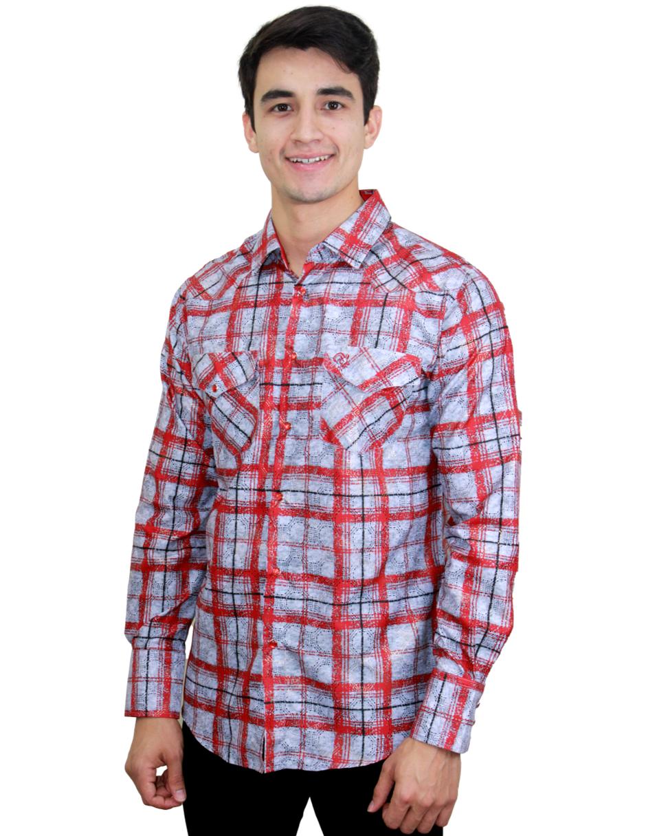 Camisa para Hombre Marca PAVINI LS022007-20 RED-GREY