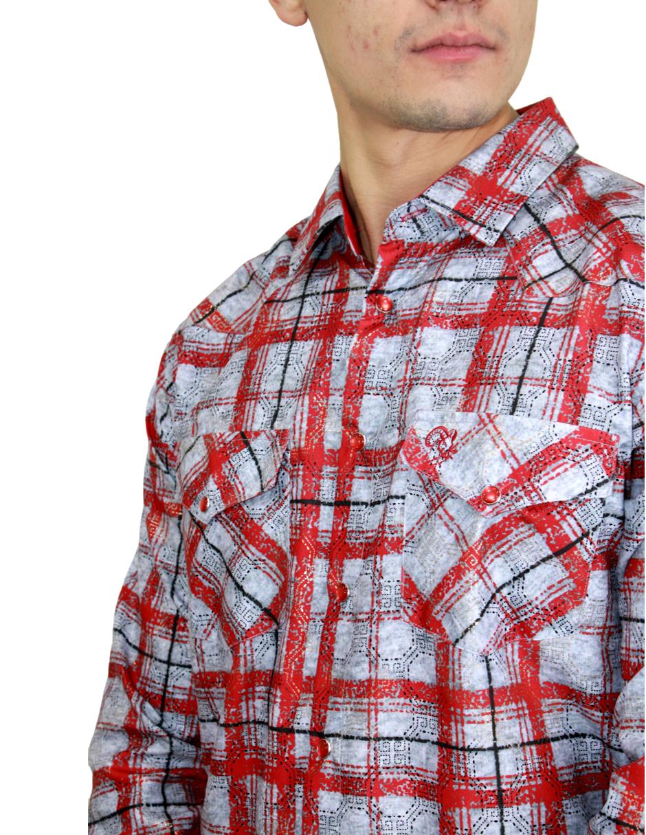 Camisa para Hombre Marca PAVINI LS022007-20 RED-GREY