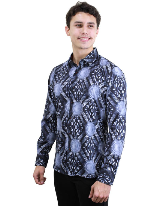 Camisa para Hombre marca BENZINY LS5044-BLACK/SILVER