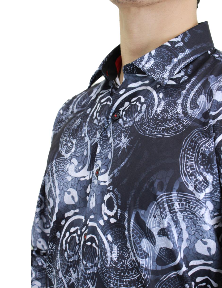 Camisa para Hombre marca BENZINY LS5047-BLACK-WHITE
