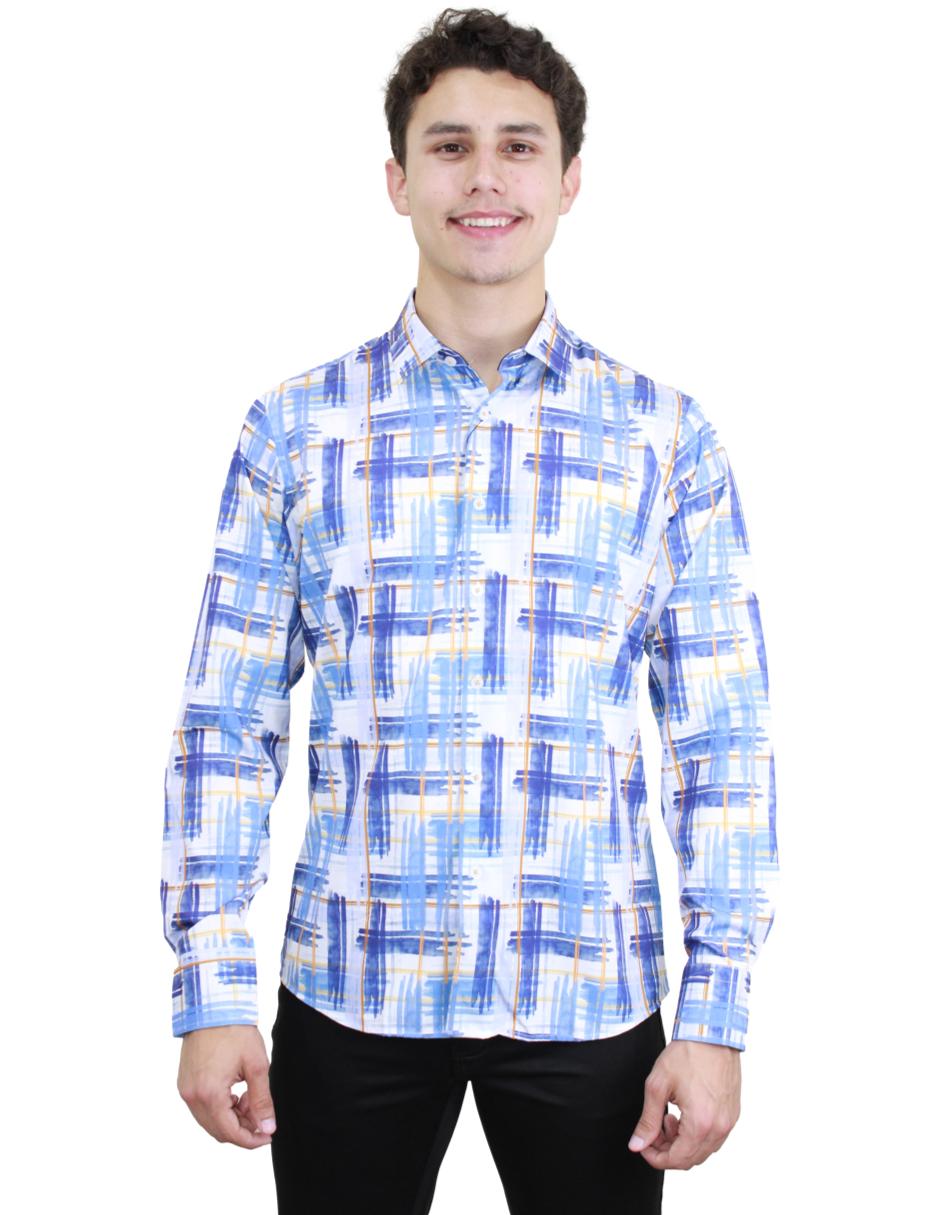 Camisa para Hombre marca BENZINY LS5050-BLUE