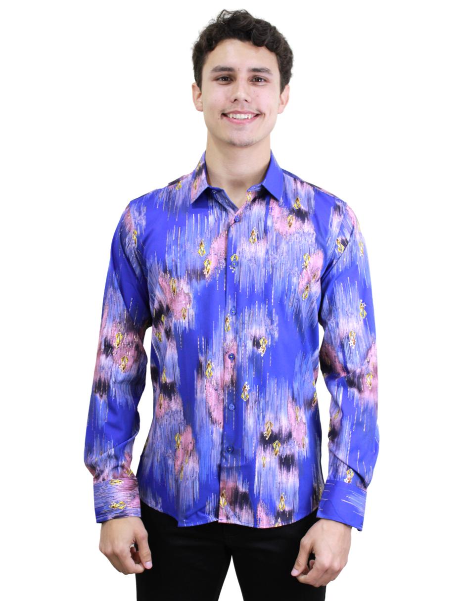 Camisa para Hombre marca Benziny LS5056-BLUE