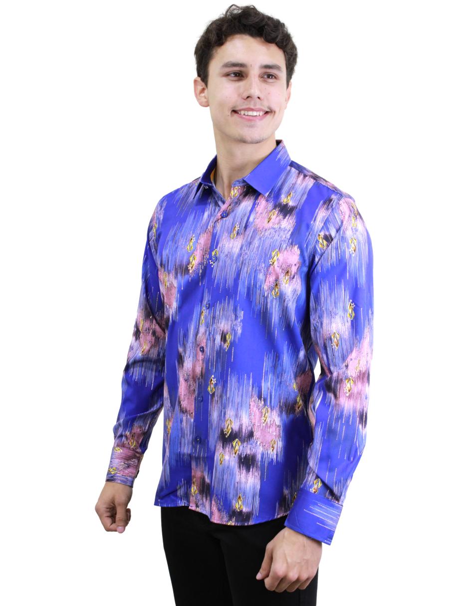 Camisa para Hombre marca Benziny LS5056-BLUE