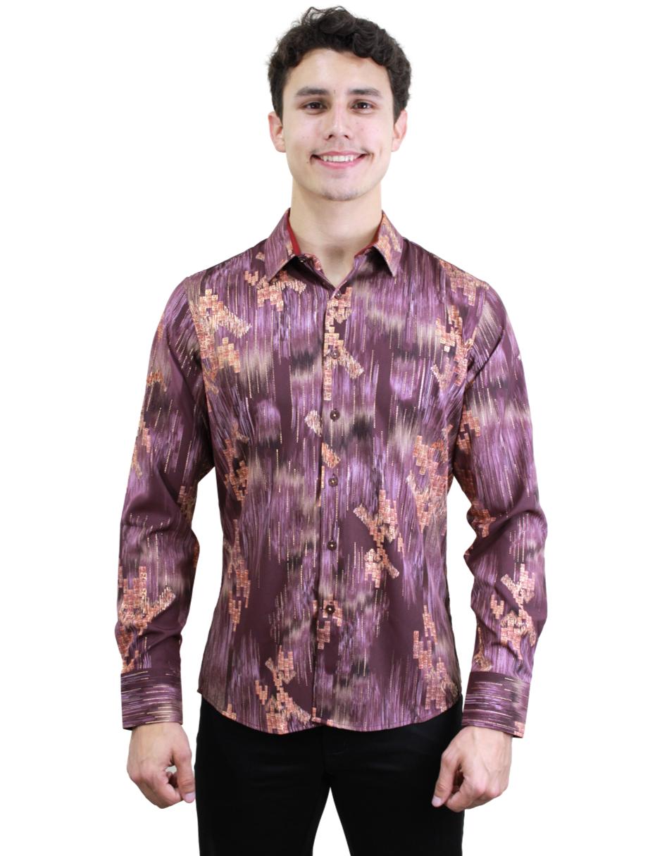 Camisa para Hombre marca Benziny LS5059-BROWN