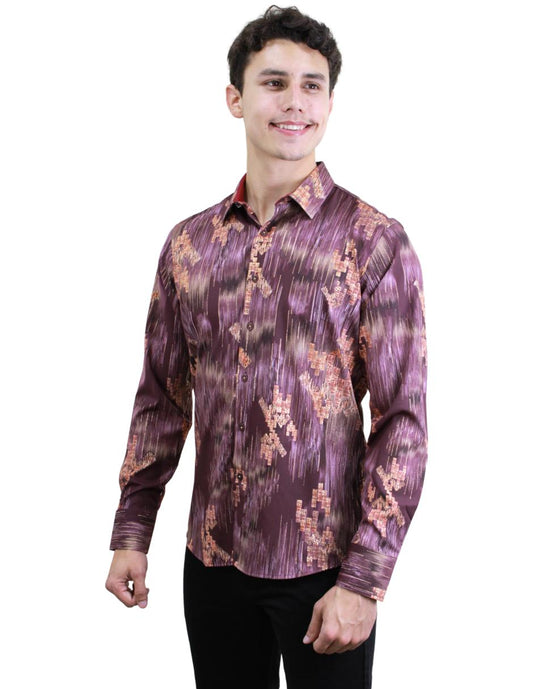 Camisa para Hombre marca Benziny LS5059-BROWN