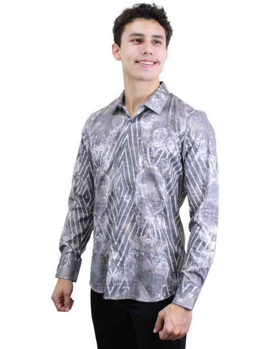 Camisa para Hombre marca Benziny LS5063-SILVER