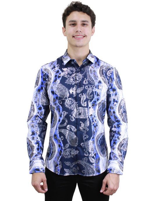 Camisa para Hombre marca Benziny LS5072-BLUE