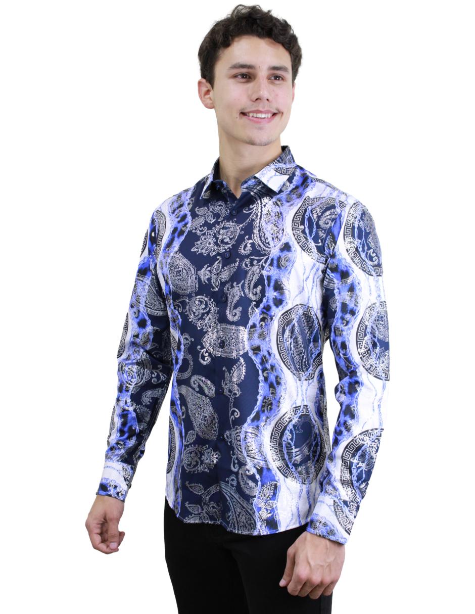 Camisa para Hombre marca Benziny LS5072-BLUE